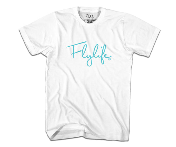 Signature Logo Tee - White/Mint Blue